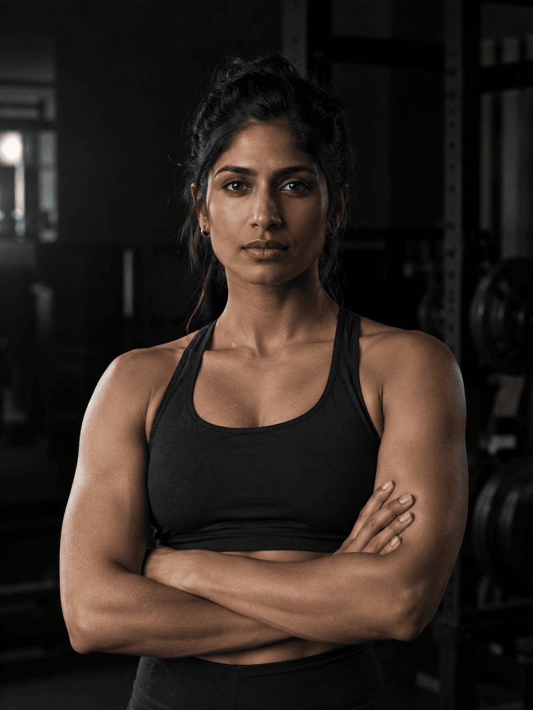 Priya Raman, waist-up portrait on the training floor